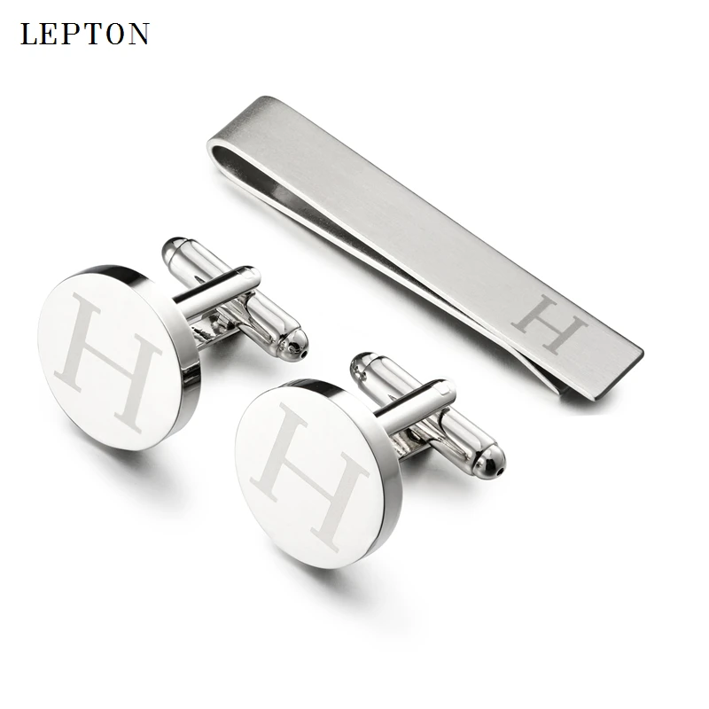 

Lepton Letters Cufflinks & Tie Clips Set Silver Color Letters Of An Alphabet H Cufflinks For Mens Shirt Cuffs Cufflink Gemelos
