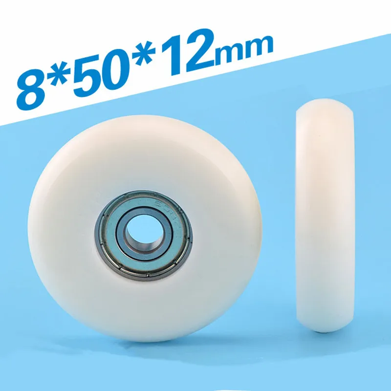 [R0850-12] 10PCS low noise POM plastic coated with 608zz inner 8mm sliding guide roller wheel pulley round type roll 8*50*12mm