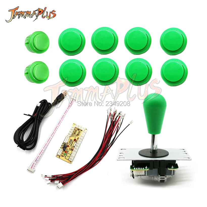 DIY Arcade Joystick Kit 5Pin Joystick Cable 24mm/30mm Buttons USB Encoder Zero Delay Board Oval ball top joystick 6 Color