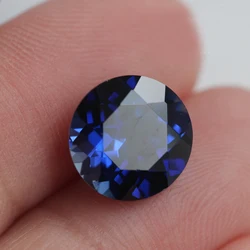 collection top selling Round Shape Blue synthetic corundum Loose stone beads jewelry making diy faceted stones fashion