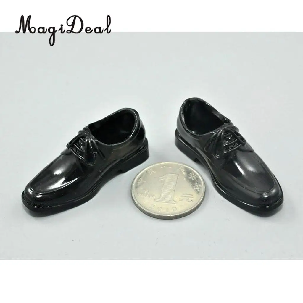 1Pair Black 1/6 Lace Up High Top Dress Shoes for 12 Inch Male Action Figure Body Dolls Daily Wear Acc 5cm