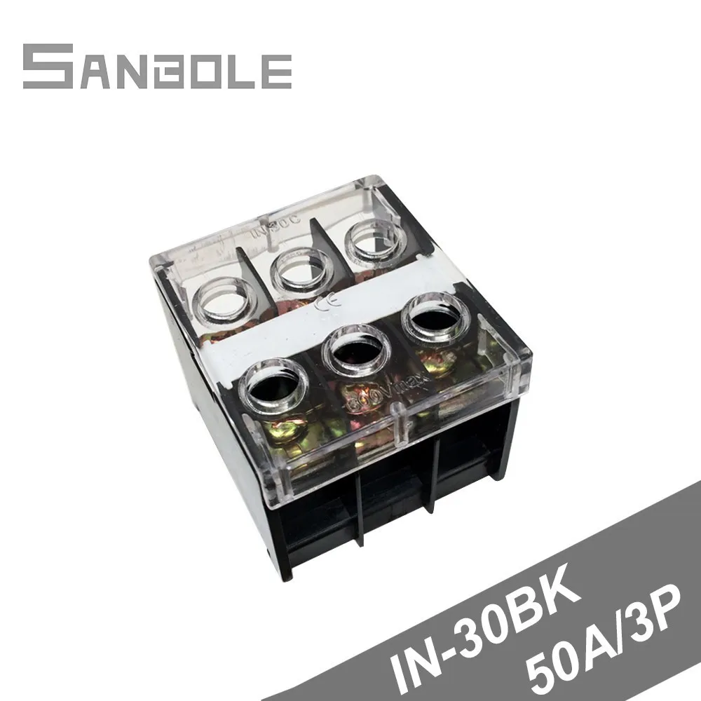 

10 шт., блок клемм для DIN-рейки 50A 3P