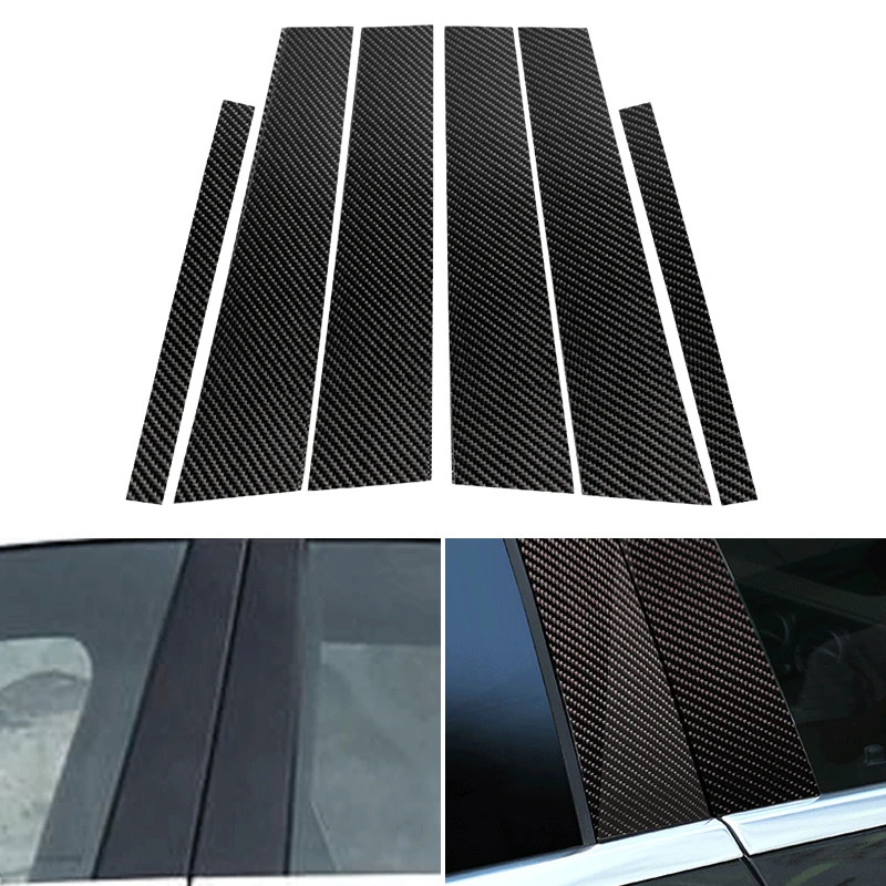 

6PCS Car Real Carbon Fiber Window B-pillar Molding Cover Trim For Mercedes Benz C Class W205 2014 2015 2016 2017 2018