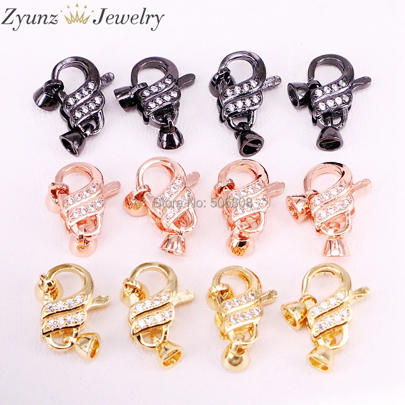 

5PCS ZYZ324-9764 Micro Pave Clasps, Pave Lobster Claw Clasps, Pave Findings, Lobster Clasp Findings