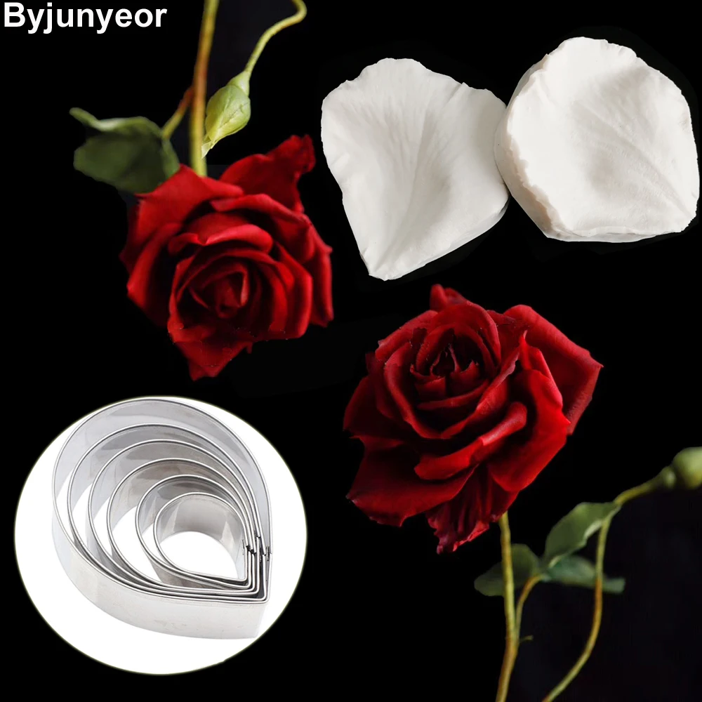 New Rose Flower Veiners Silicone Molds Fondant Gumpaste Clay Water Paper Cake Decorating Tools ,Sugarcraft  Cutters CS235