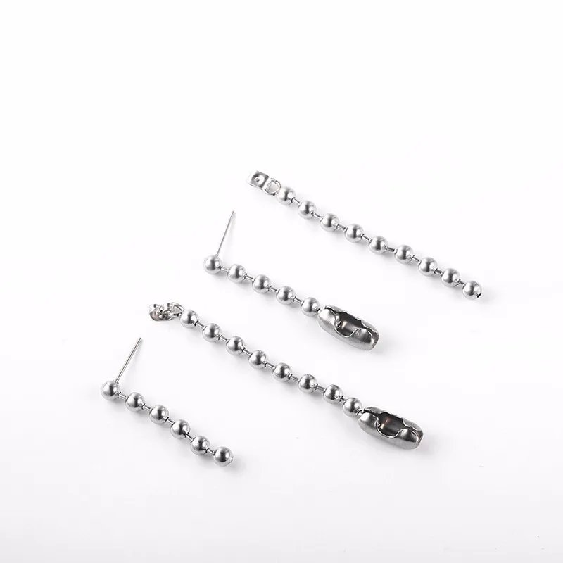 Stainless Steel Bead Chain Creative Design Front Rear Suspension Temperament Female Jewelry Drop Earrings image 3