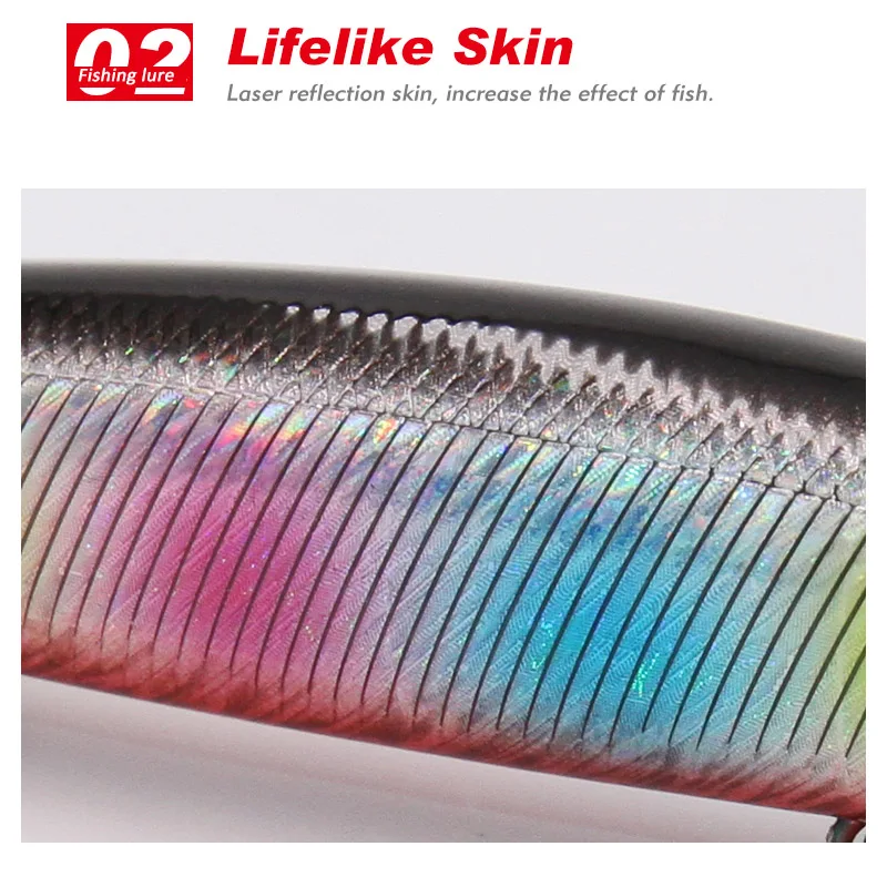 TacklePRO-M49 Floating Artificial Bait, Minnow Lure, Salt Water, Fishing, Retail, 20g, 0.4-0.8m, 130mm, assorted colors, 1Pc