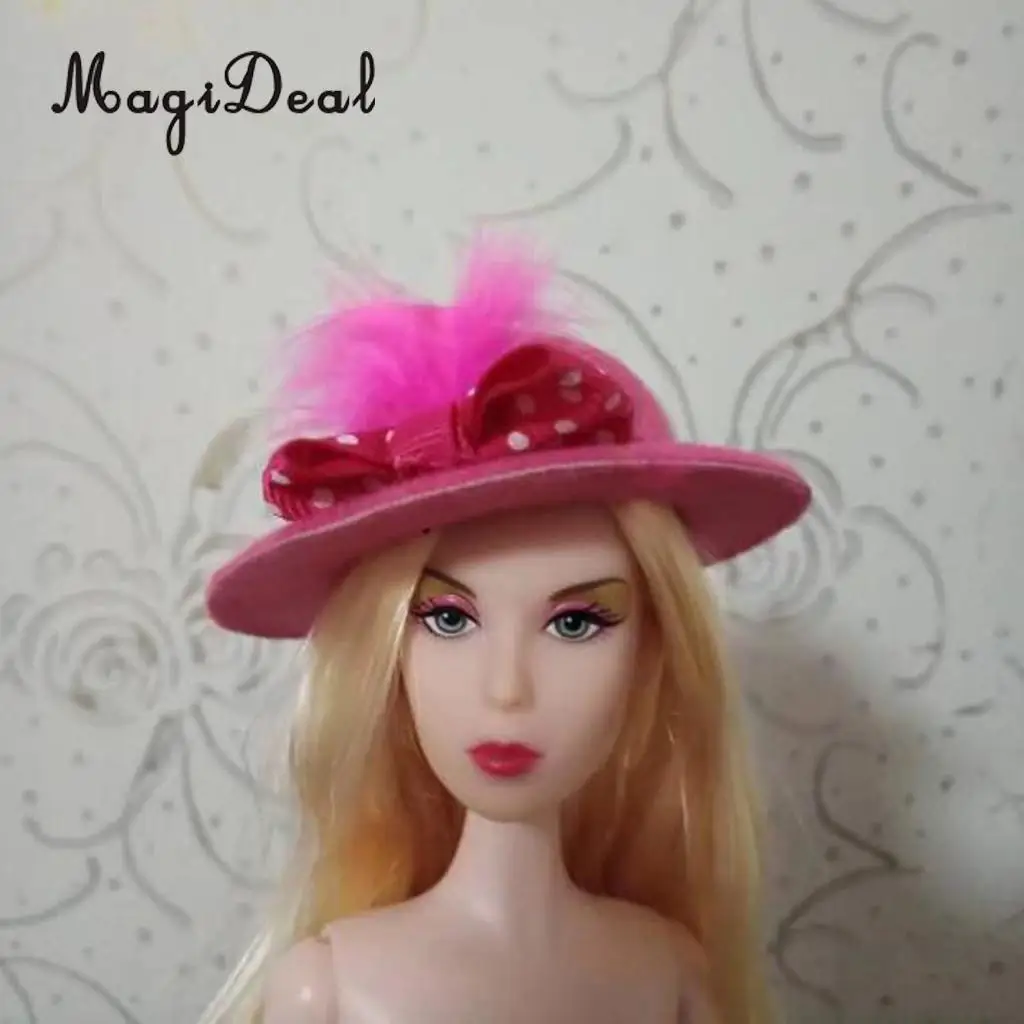 MagiDeal Fashion 1Pc New Vintage Bowler Doll Princess Hat Cap for 28-30cm Doll Model Cotume Clothes Accs 6Colors