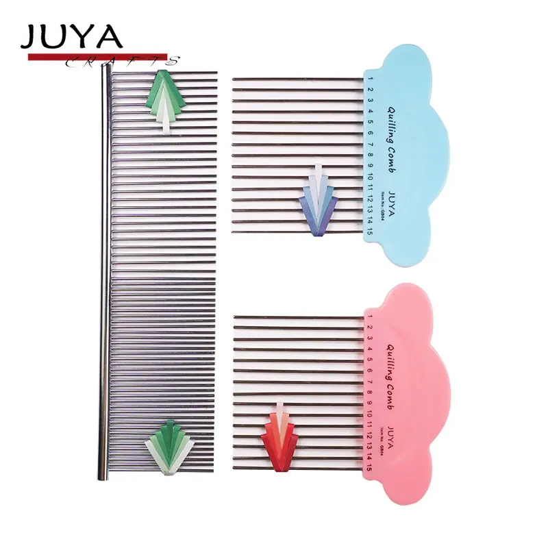 JUYA Quilling Comb, 4 styles, Blue and Pink is traditional style, 2 functions comb and 2 small combs is new.