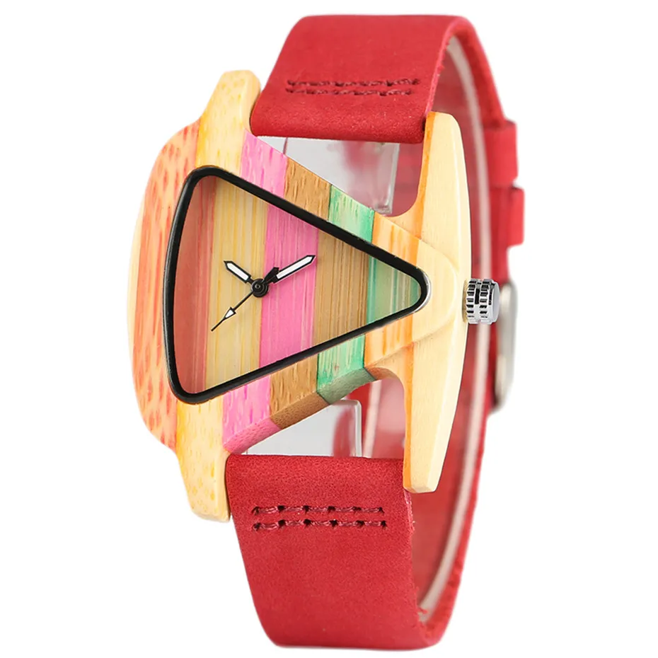 Reloj de madera único para mujer, relojes de cuarzo, pulsera de cuero genuino, relojes elegantes para mujer, regalos para mujer, envío directo