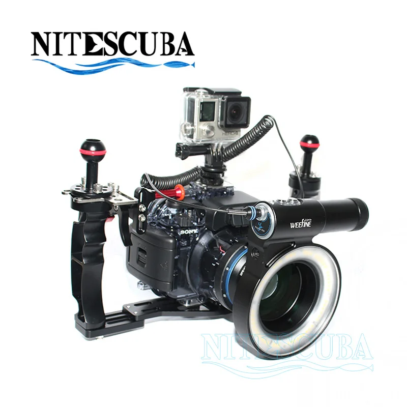 

Nitescuba Diving Photography Marco Combo Kit 1000 Lumen Ring Light Close Up Lens Camera Tray Bracket Sony Rx-100 Tg6 Housing