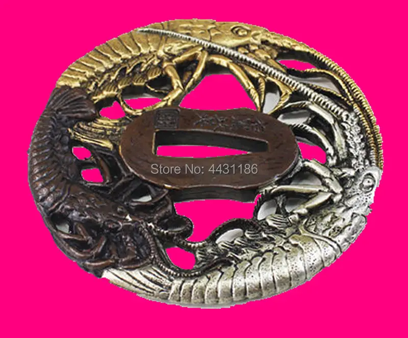 TOP QUALITY JAPANESE SAMURAI SWORD GUARD TSUBA WITH THREE SHRIMP HANDMADE BRASS KATANA WAKIZASHI/TANTO DIY ACCESSORY