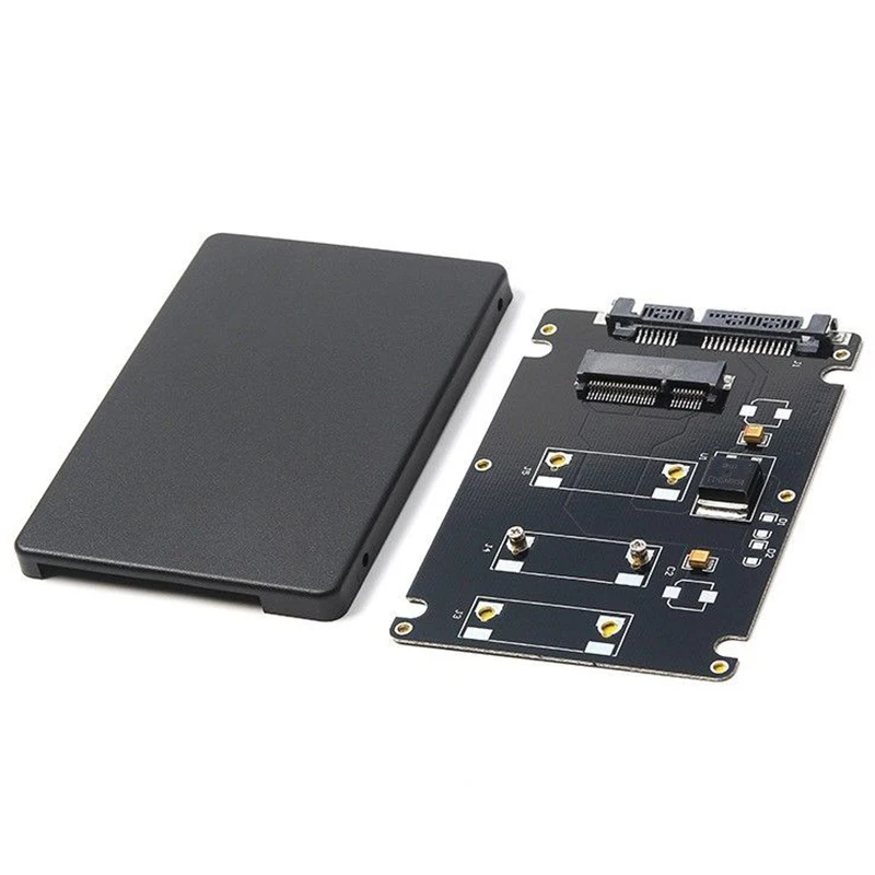 Mini Pcie mSATA SSD to 2.5 inch SATA3 Adapter Card with Case 7 mm Thickness black