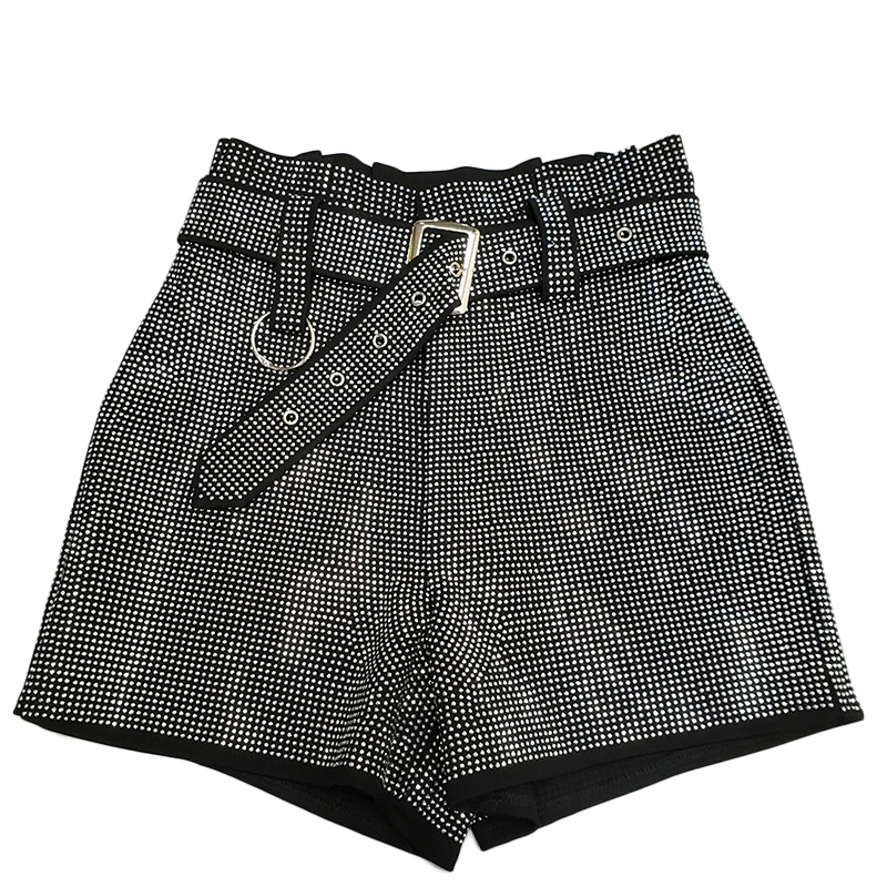 2020 New Summer Fashion Women Clothing Loose Hot Drilling High Waist Wide Legs Shorts Female Bottoms Vestido Q404
