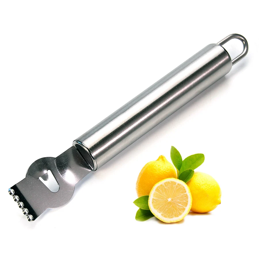 Stainless Steel Lemon Grater Zester, Orange Citrus Peeler, Kitchen Peeler Tool with Channel Knife