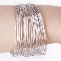 50Pcs Bulk Fashion Silver color Ultra Thin Hoop Bracelet Cuff Bangle Wristband