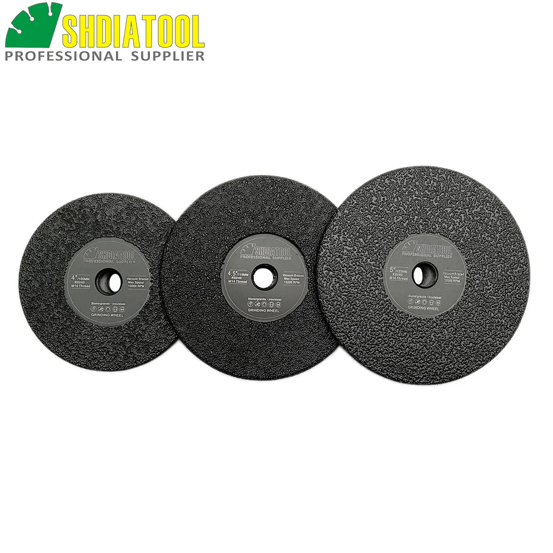 

SHDIATOOL 1pc Vacuum Brazed Diamond flat Grinding Wheel M14 or 5/8-11 thread #30 Grinding Disc for Marble Granite Stone