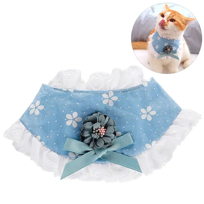 Cute Floral Pet Dog Cat Lace Scarf Collar Adjustable Puppy Decoration Bandana Pet Cat Tie Collar Dress-Up Pet Bibs