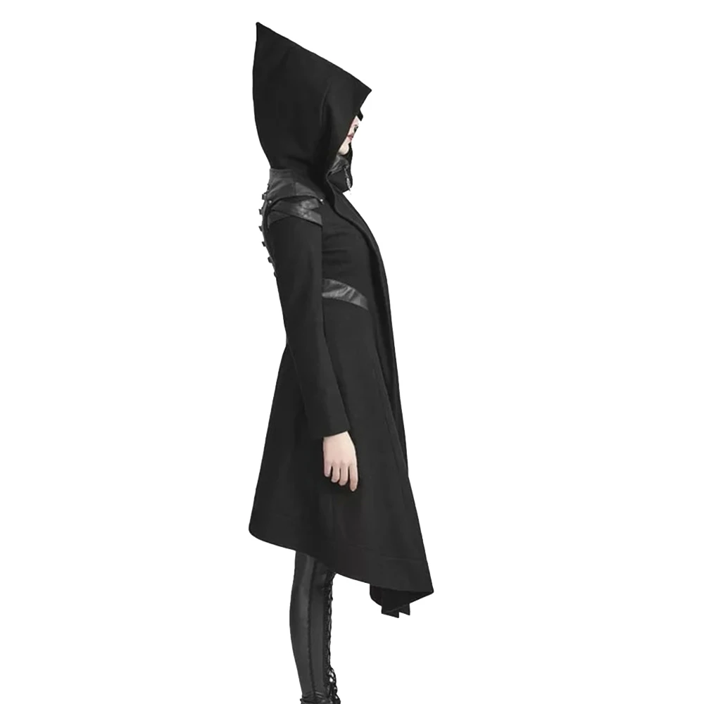 Autumn Gothic trench Vintage Fashion  Women Overcoats Slim Plain Belt Girls Winter Warm black Female  Gothic Coats