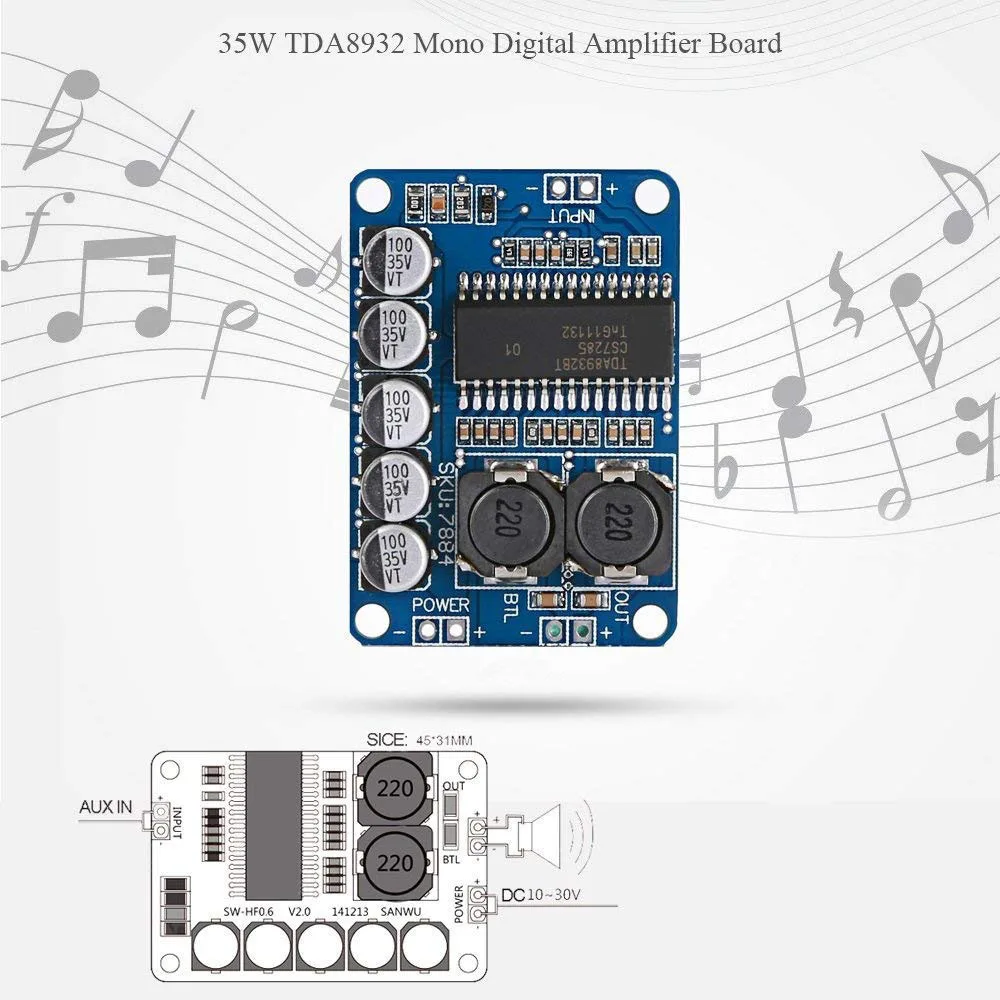 TDA8932 Digital power amplifier board module 35w mono amplifier module High-power TDA8932 low power consumption