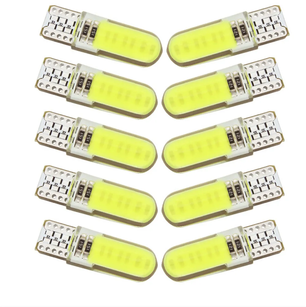 Silicone Gel COB LED Car Light 12V T10 W5W Wedge Side Parking Reading Bulb Signal Lamp Clearance Light 12 SMD chips