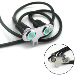 Aluminum Alloy Motorcycle Handlebar Dual Button Self-return Reset Switch Button Green LED Adjustable Mount Waterproof