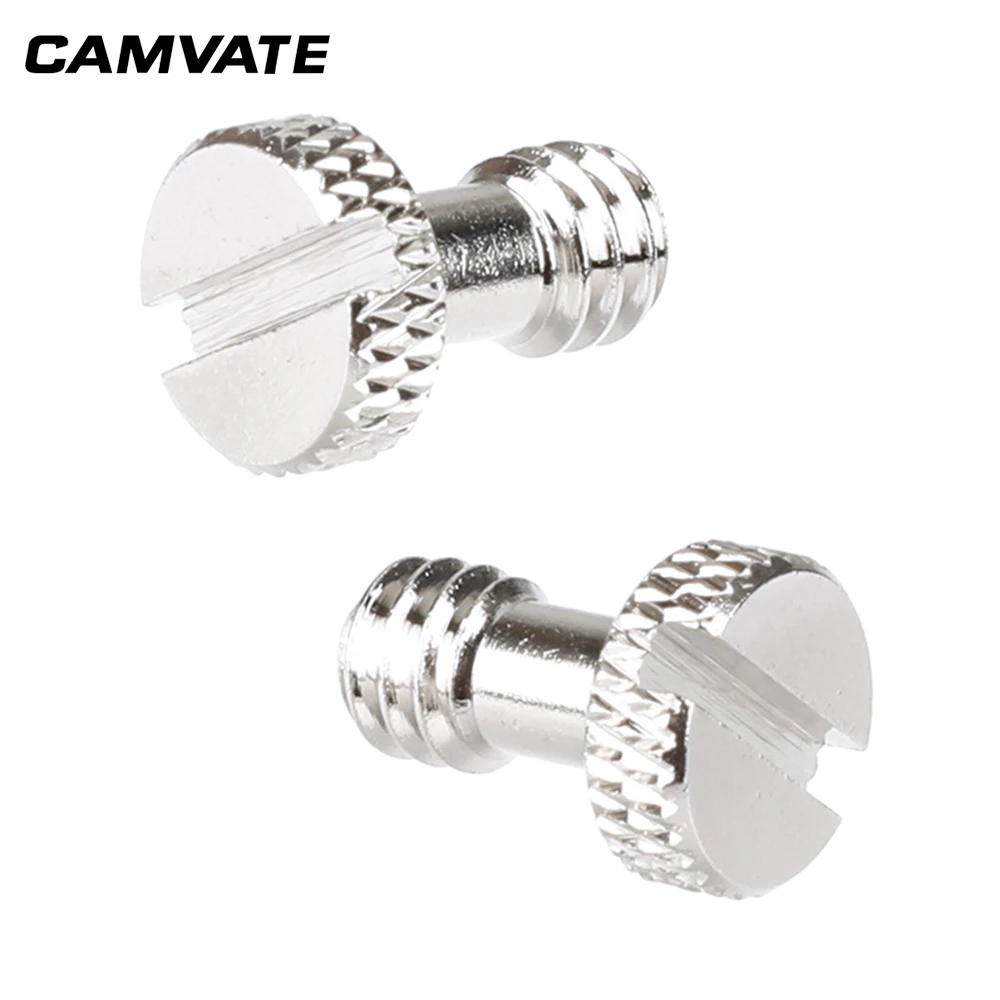 CAMVATE 퀵 릴리스 플레이트 카메라 케이지 리그 삼각대 마운트 고정 어댑터, 1/4 인치-20 숫나사 슬롯 나사 니켈 황동, 2 개