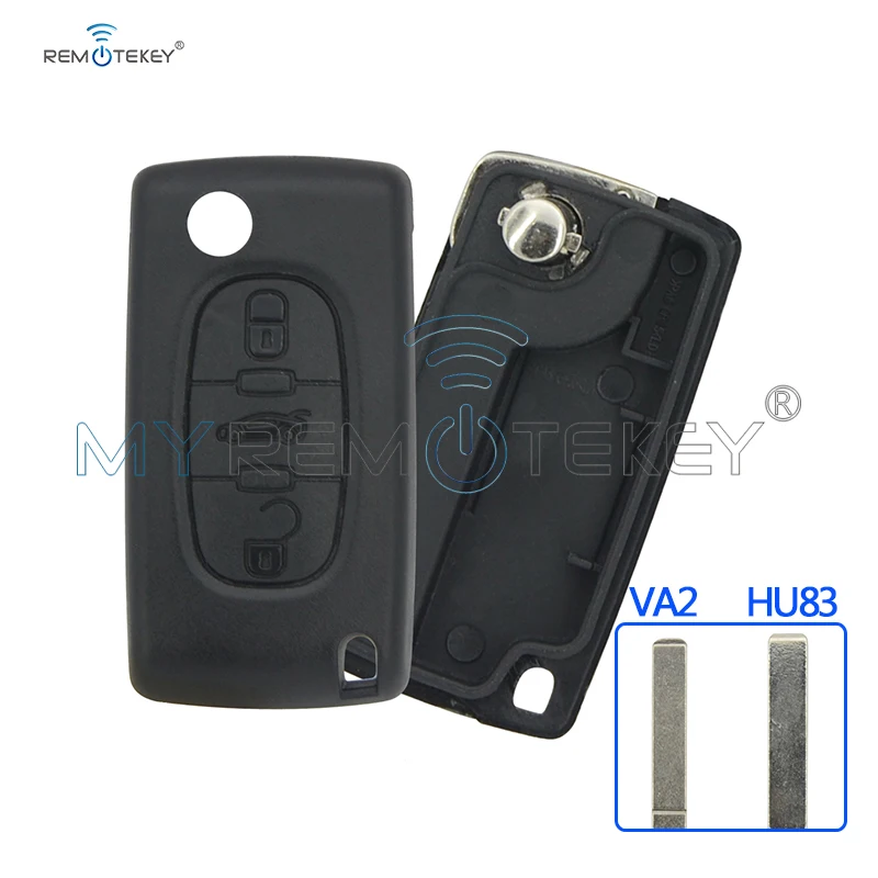 Remtekey CE0523 3 Buttons middle trunk button HU83 key blade Flip Remote car Key Shell Blank Cover For Citroen key case