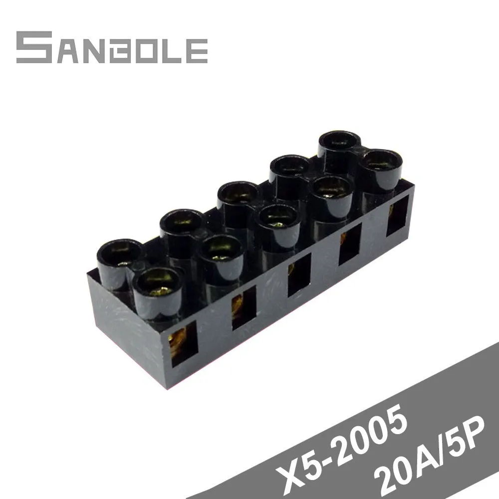 

Terminal block X5-2005 20A/5P 600V Barrier Fixed Type Base Connection JX5-2005 Black Terminale Dual Row (10PCS)