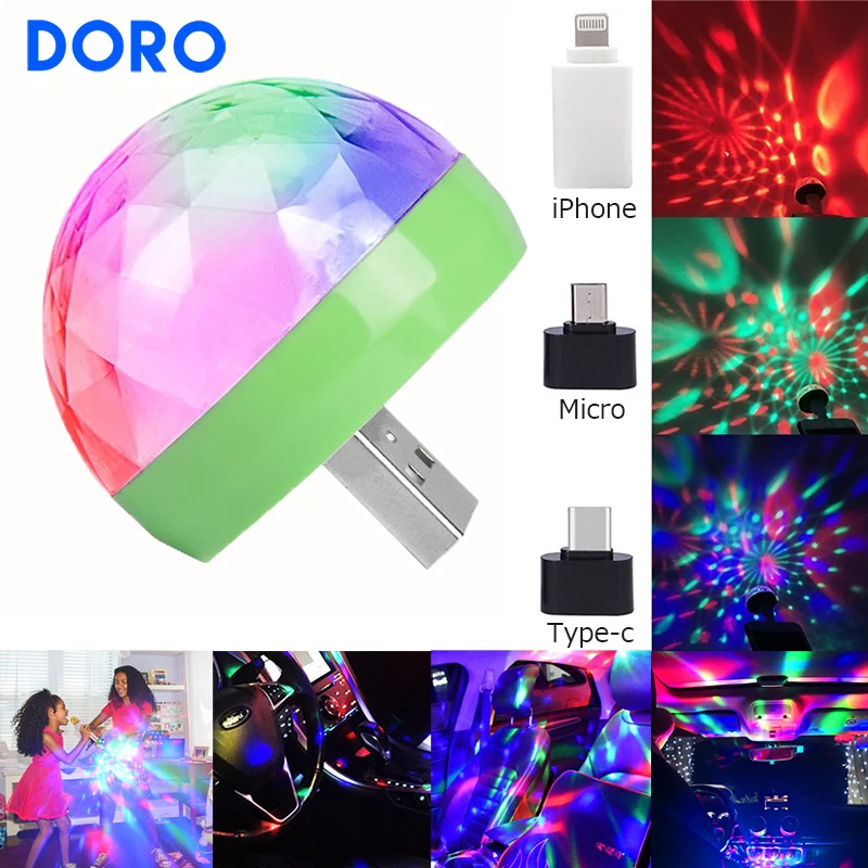 Luminária usb portátil com controle de música, 5v, dj, discoteca, iluminação, entretenimento, feixe colorido, palco, luz de efeito para feriado e