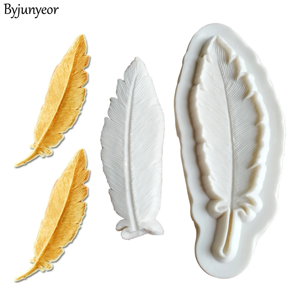 Feather UV Resin Silicone Mold Fondant Chocolate Candy Gumpaste Lollipop Crystal Epoxy Soft Clay Bake Tools M2112