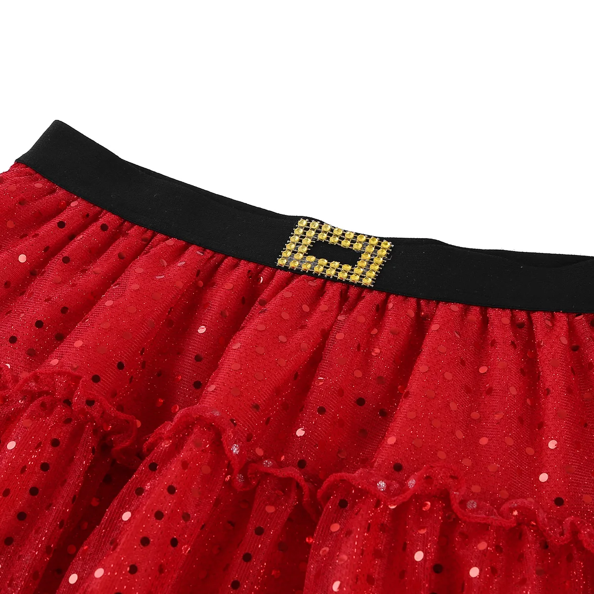 Womens Ballet Dance Skirt Girls Latin Dance Skirt Red Sequins Short Skirt Fancy Performance Party Costume Christmas Dress Up