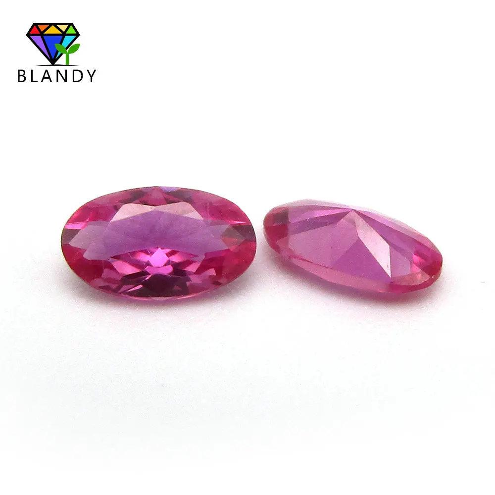 High Quality Rubi Gems 3x5~10x14mm Oval Shape Machine Cut 3# Red Stone Beads Synthetic Corundum Stone For Jewelry Free Shipping