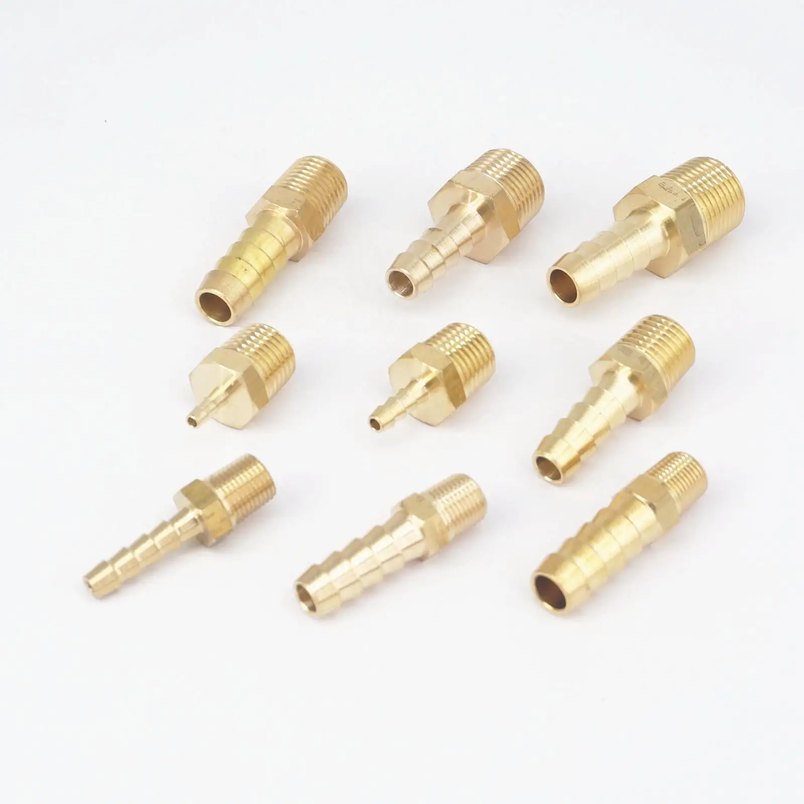 1/8" 1/4" 3/8" NPT Male x 1/8" 3/16" 1/4" 5/16" 3/8" Hose Barbed Tail Hex Brass Fuel Fittings Connectors Adapters