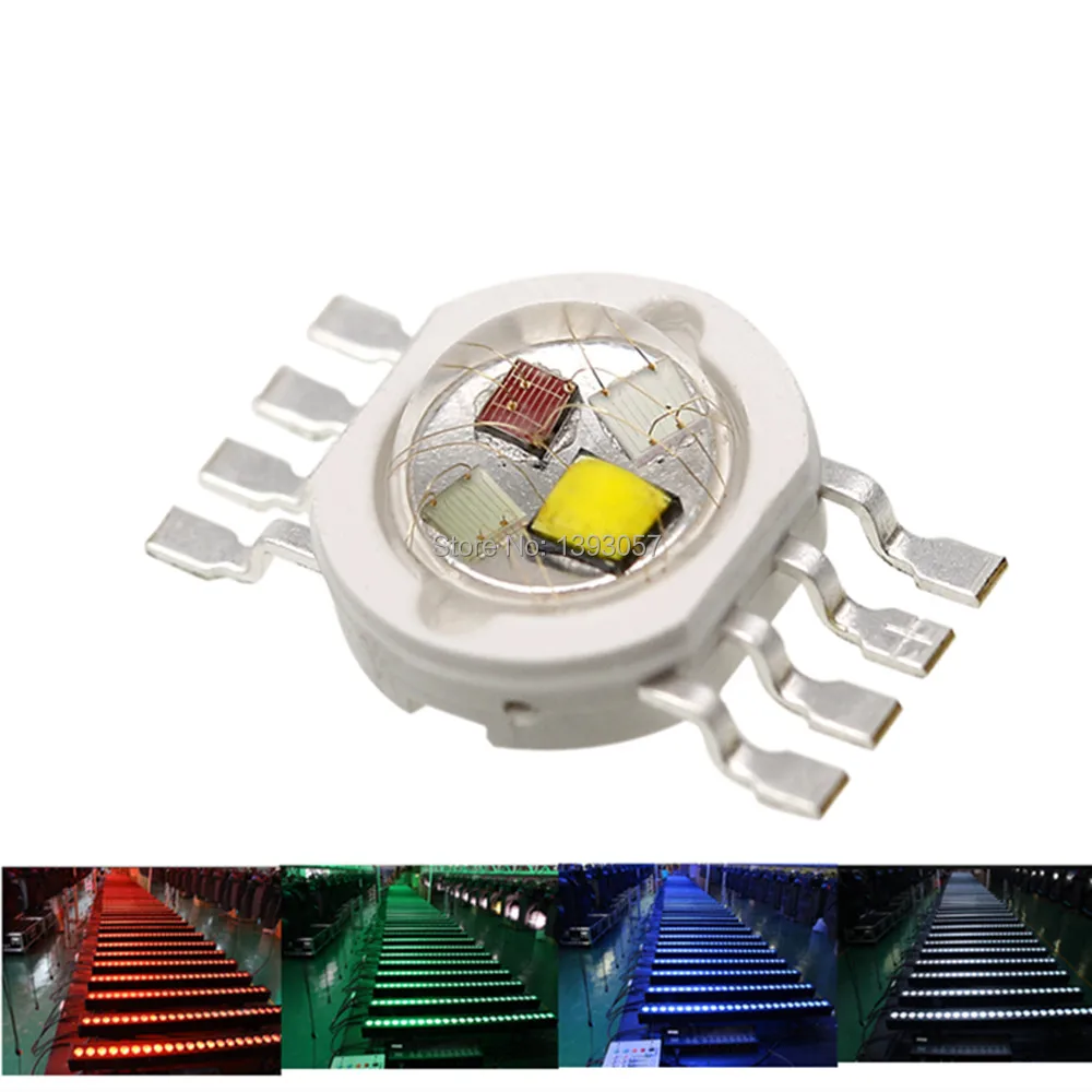 45MIL RGBW LED 다이오드 8 핀 고전력 LED 칩 4W-12W, 다채로운 4 코어 소스 DIY LED 무대 조명 비즈, 5 개