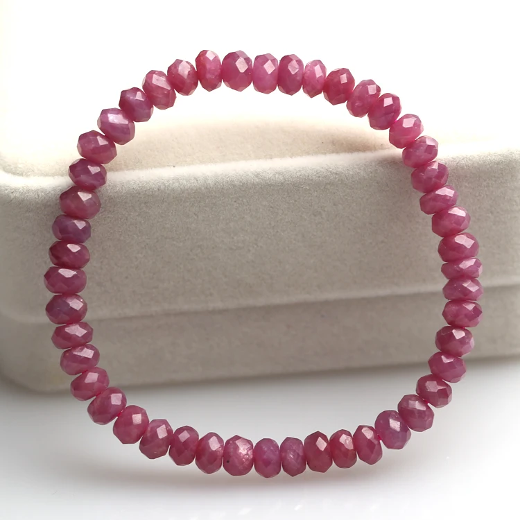 Ruby roundelle faceted 4*6mm red 5A  bracelet 17cm FPPJ wholesale beads nature amazing