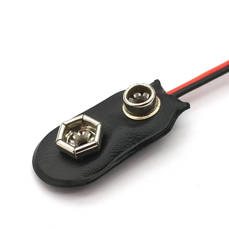 10Pcs 9V Battery Button Holder 15cm Black Red Cable Connection 9V Battery Clips Connector Buckle