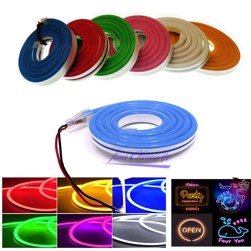 Ruban lumineux LED étanche en silicone, Flexible, rouge, vert, bleu, blanc chaud, 6x12mm, dc 12v, SMD2835