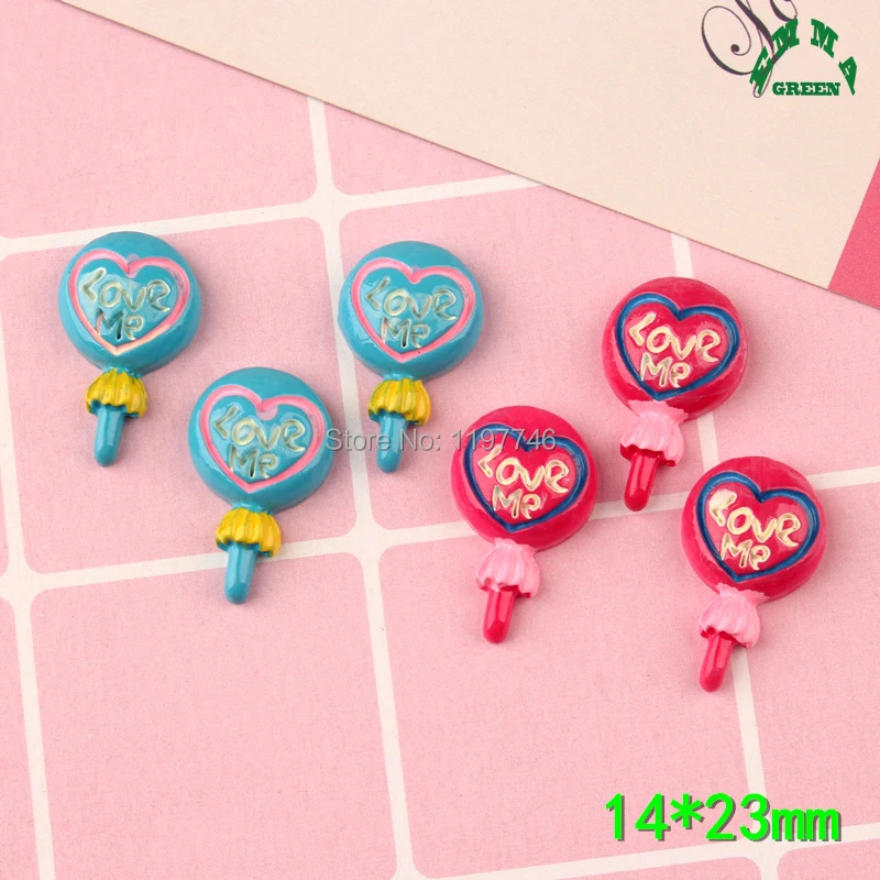 Lollipop Lolly Candy Resin Decoration 10pcs 14x23mm Crafts Flatback Cabochon Embellishments for Scrapbooking DIY Accessories