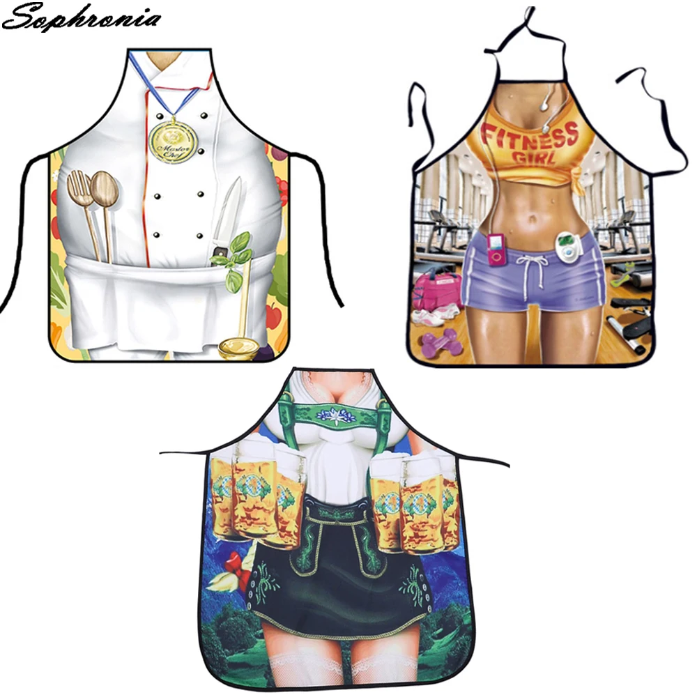 Funny Apron Chef Kitchen Apron for Man Women Dinner Party Cooking Apron Adult Baking Accessories Wholesale CWQ015