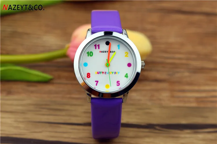 promotion NAZEYT kids watch little boys girls lovely color scale face quartz watch simple dial easy learn time for student clock