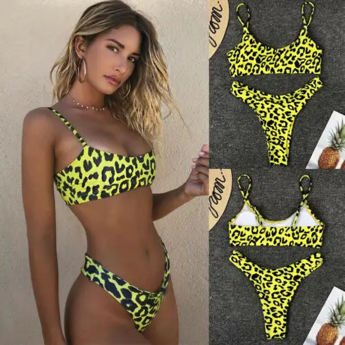 Ifabs sexy leopardo conjunto de biquíni 2019 nova mulher tanga biquini banho push up acolchoado maiô feminino dropshipping