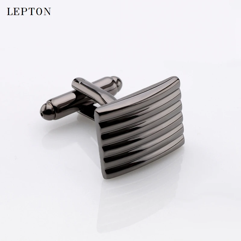 

Lepton Fashion Men's Black Cufflinks Square Arc Stripe Classic Business Shirt Button Clasp for Suit Cuffs