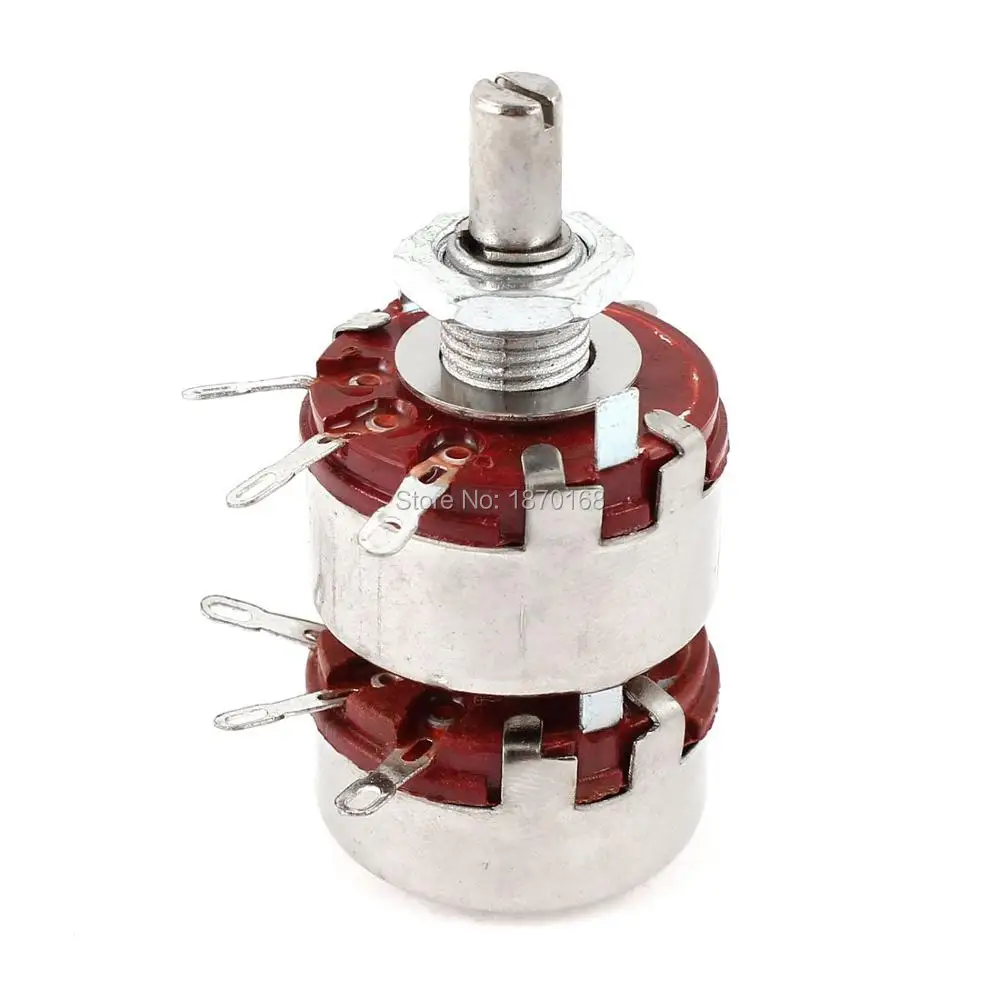 

10Pcs WTH118 1K 2K2 4K7 10K 33K 47K 100K 1M OHM 20% 2W 2 Two Tang Rotary Wire Wound Taper Potentiometer Carbon Pot w Knob Cap