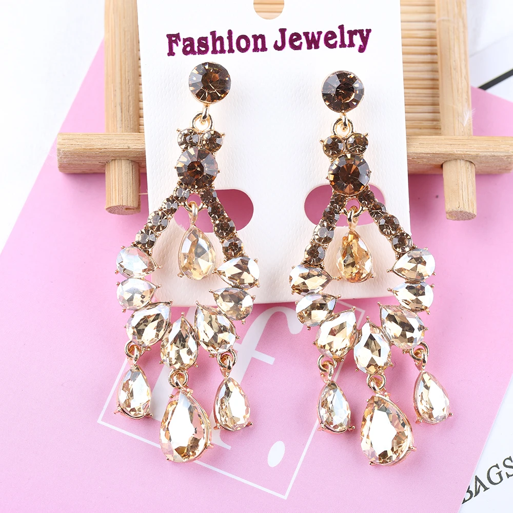 VEYO Luxury Crystal Drop Earrings for Women Elegant Hollowing out design Rhinestone Fashion Jewelry 2019 NEW Gift