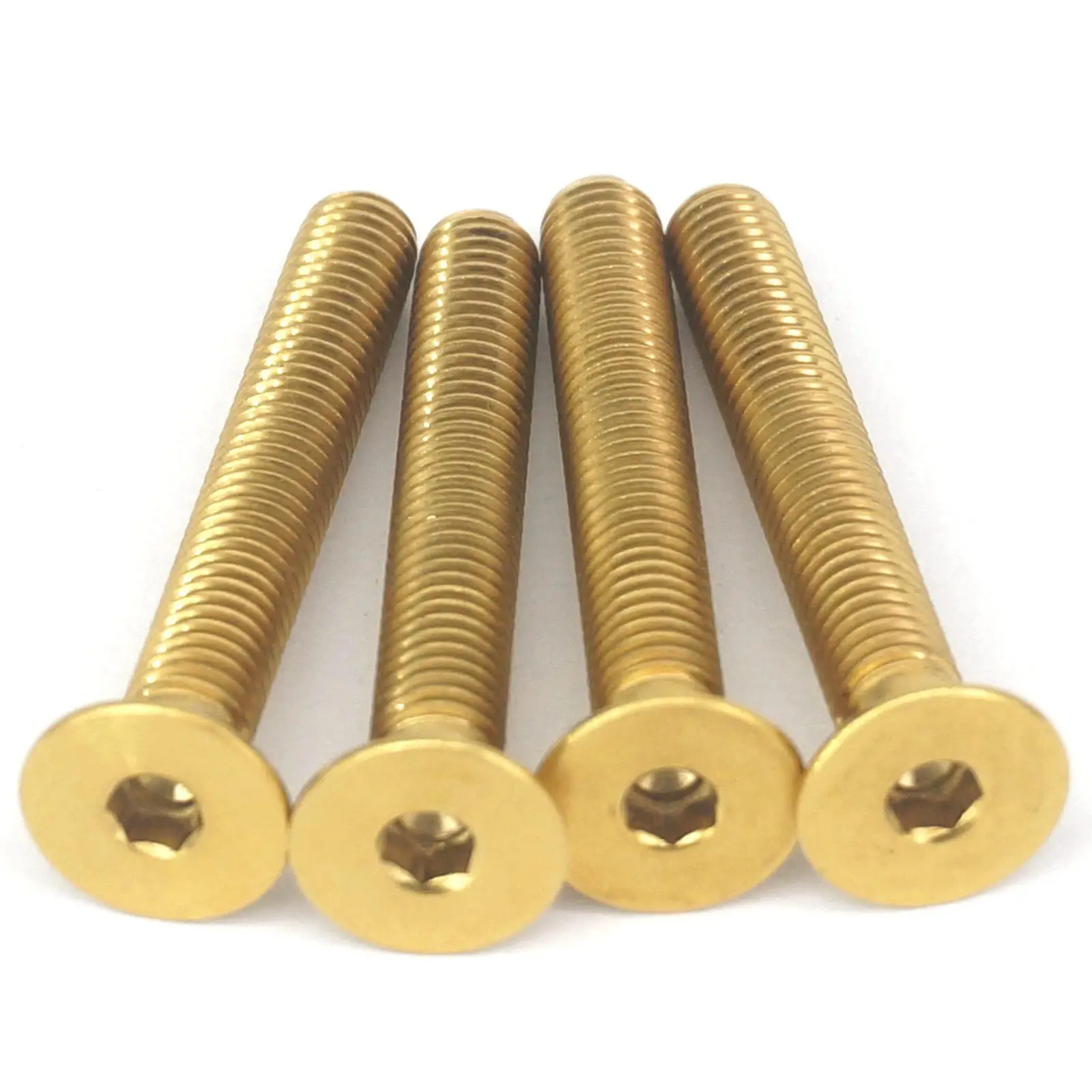 4 PCS M5 x 35mm Golden GR5 Titanium Hex Allen Socket Countersunk Screws Bolts For Bicycle Stem Headset Top Cap