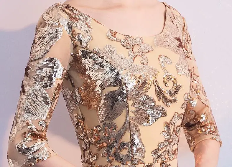 Banvasac elegante o pescoço lantejoulas apliques uma linha vestidos de noite longos festa meia manga rendas até sem costas vestidos de baile