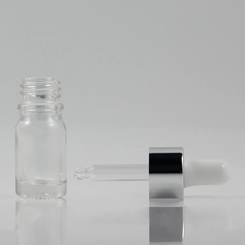 New design 5ml Clear bottle glass cosmetic dropper bottle packaging for oil