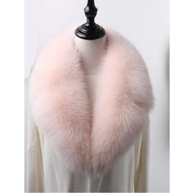 Pink color sweet warm winter fur scarf of real fox fur collar black red gray color warm soft luxury coat collar S806