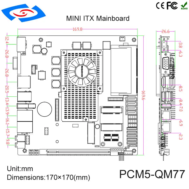 Imagem -03 - Chegada Nova Mini Itx Placa-mãe Suporte Rpga 988 Soquete g2 Pcm5-qm77 2023